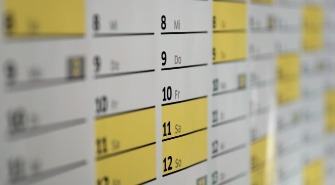 close up of wall calendar