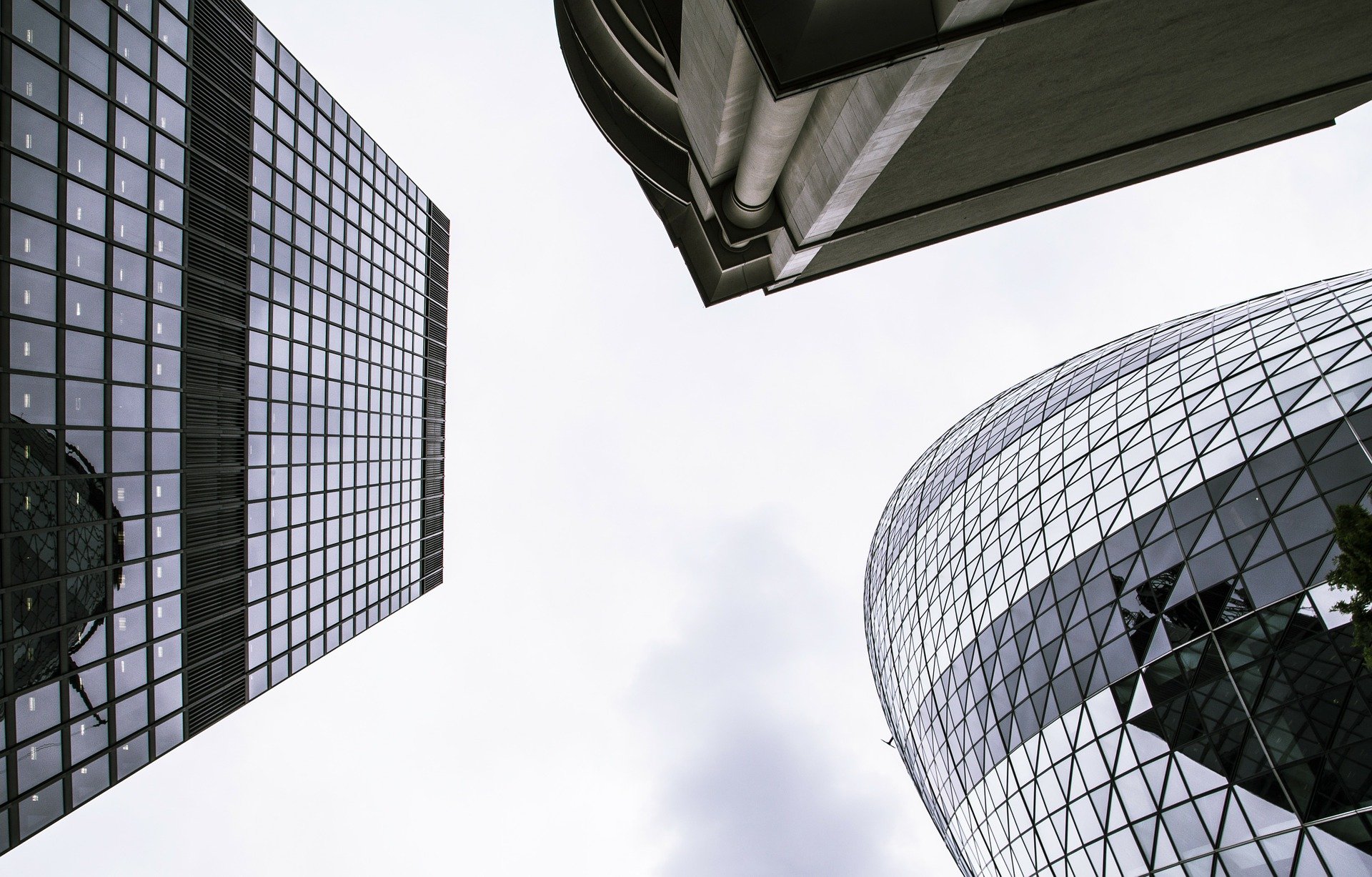 view of buildings from below