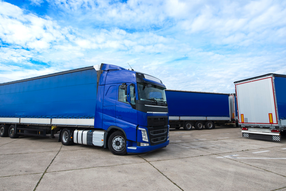 large lorries in a lot